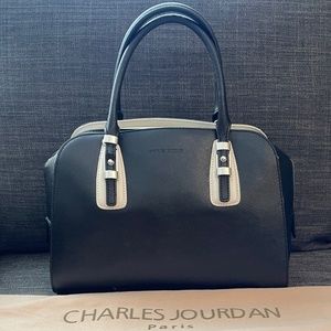 Charles Jourdan Two-Toned Saffiano Leather "Karida" Dome Satchel